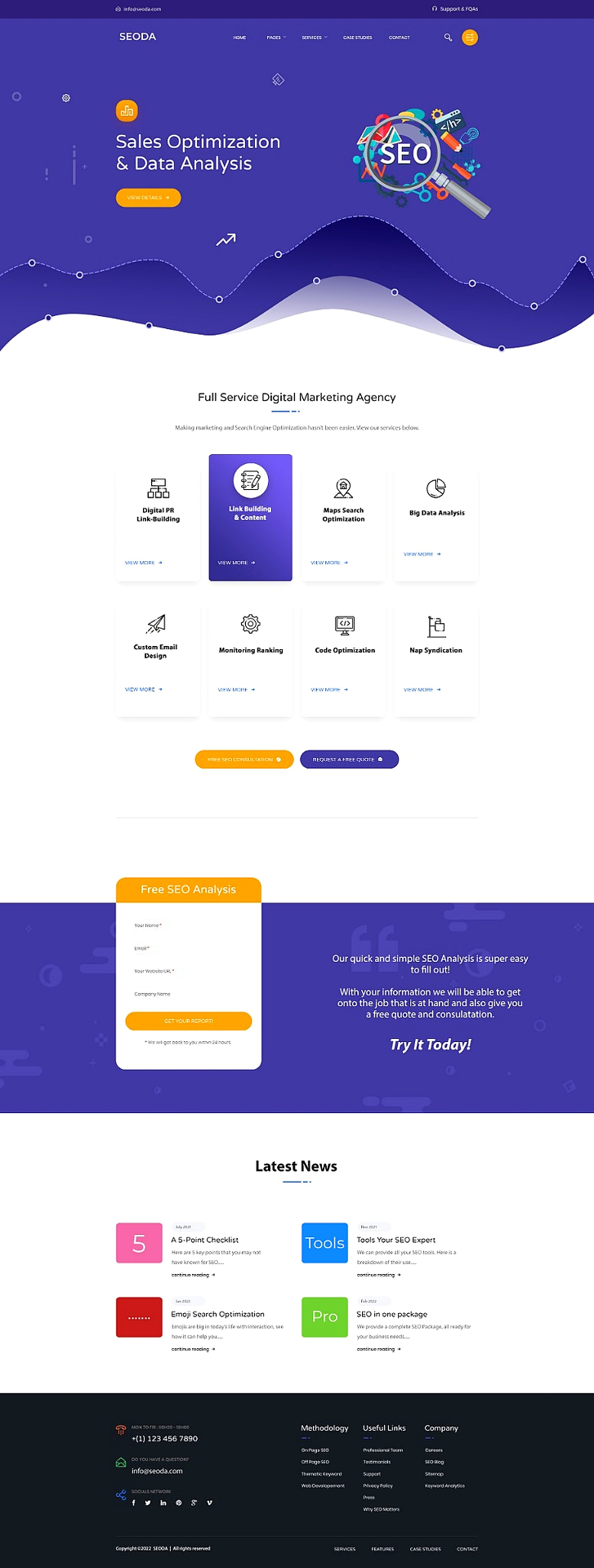 SEODA SEO marketing website full-page showcase