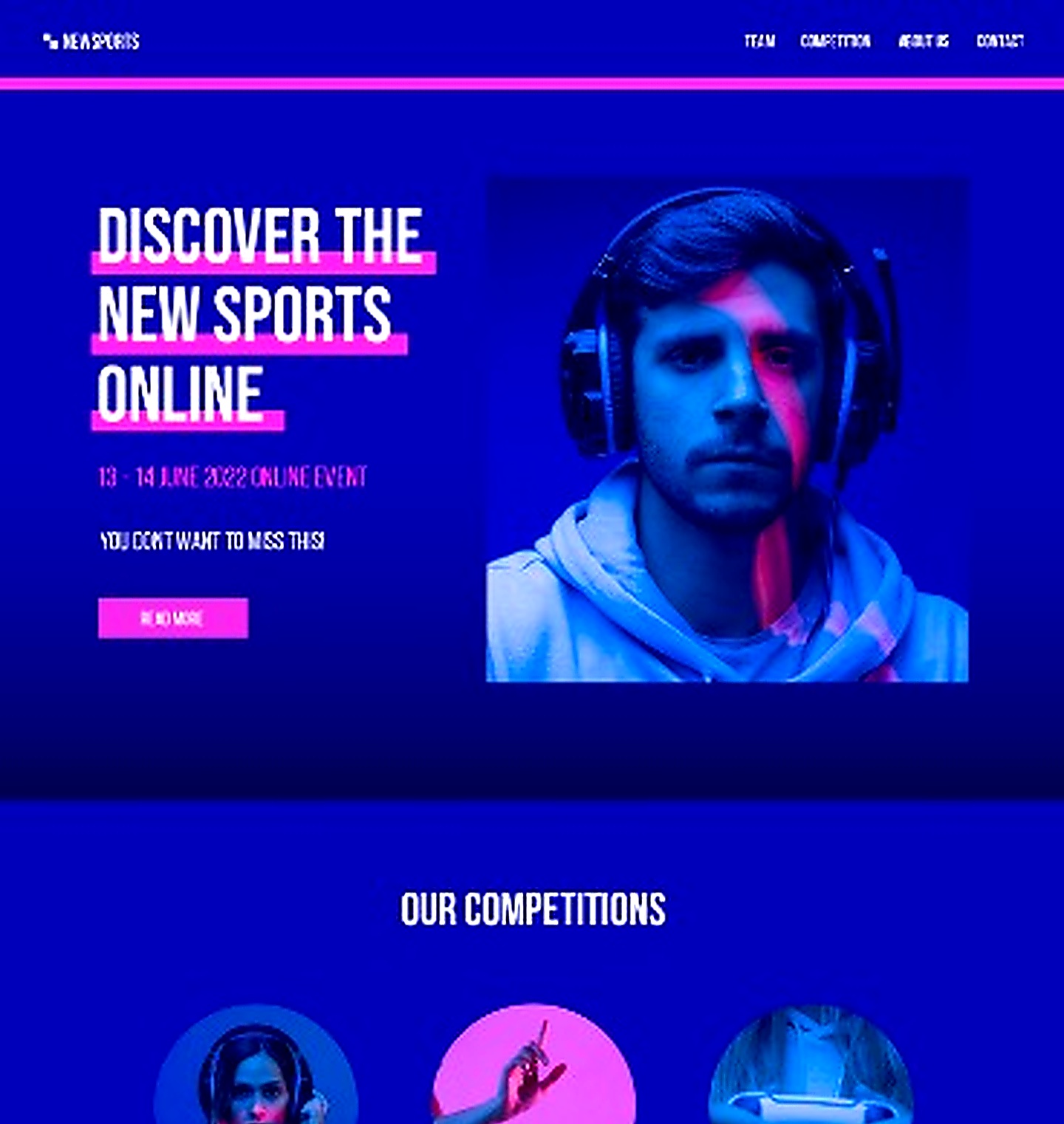 NEWSPORTS esports competition website preview