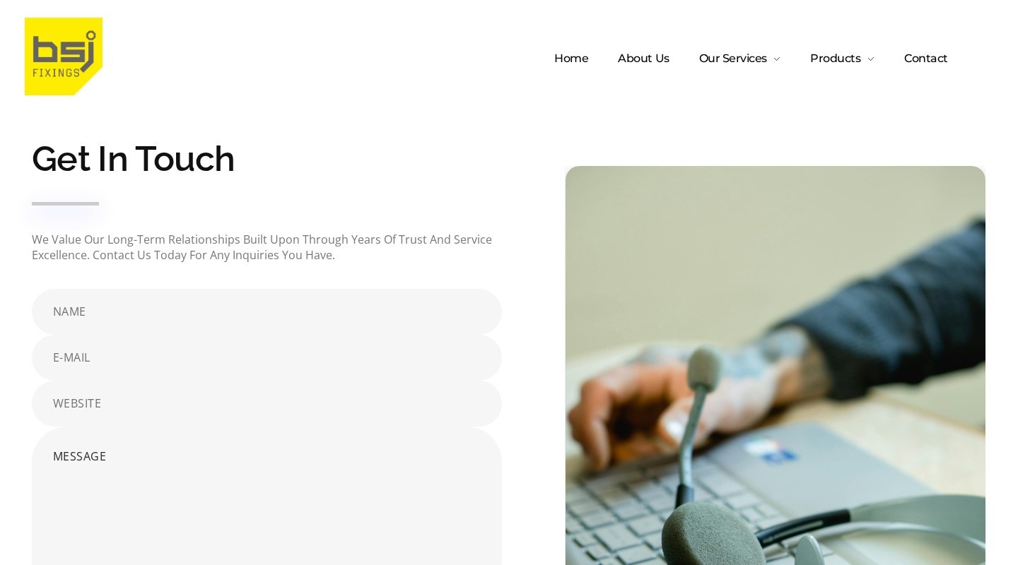BSJ Fixings contact page with enquiry details