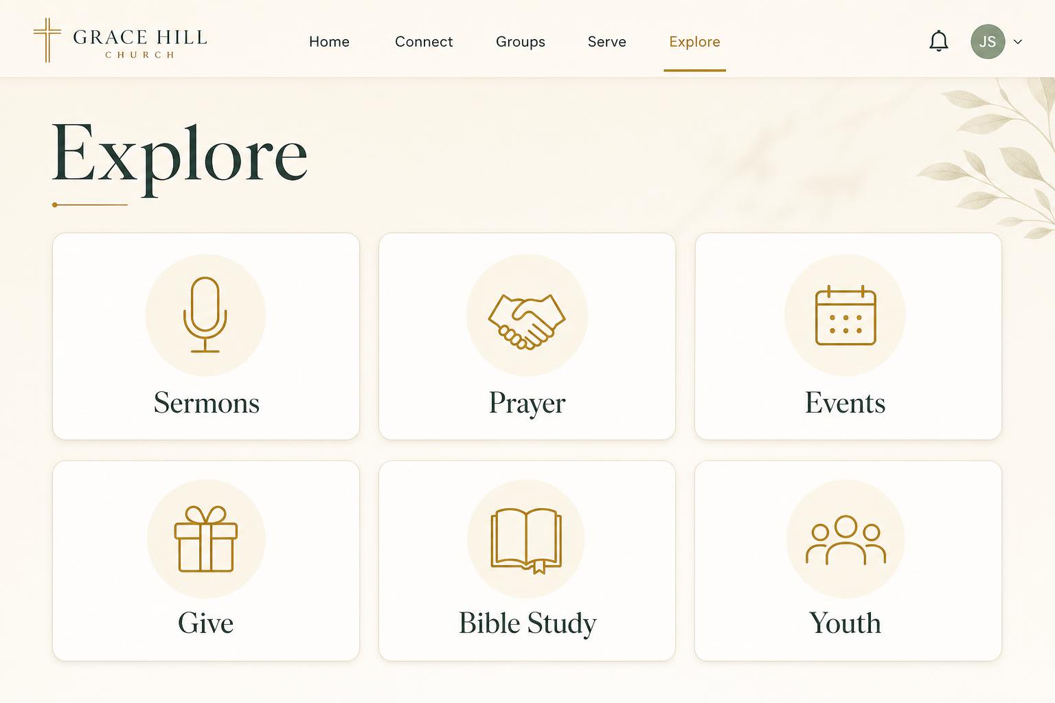 Everything the church offers. — Church Community App