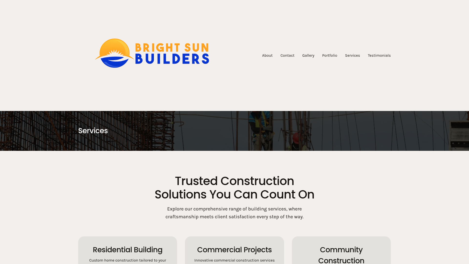 Services — Bright Sun Builders website