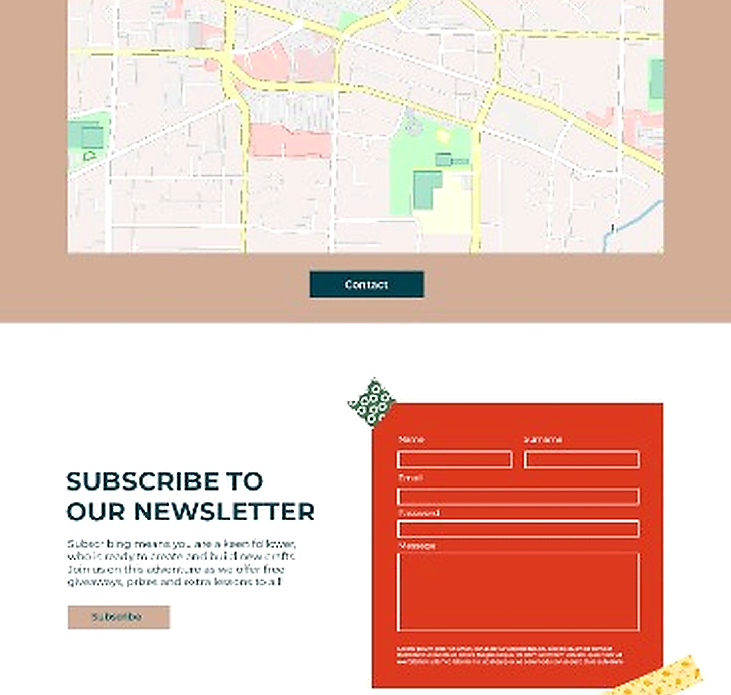 Craftoria — Contact and Subscribe to our newsletter sections
