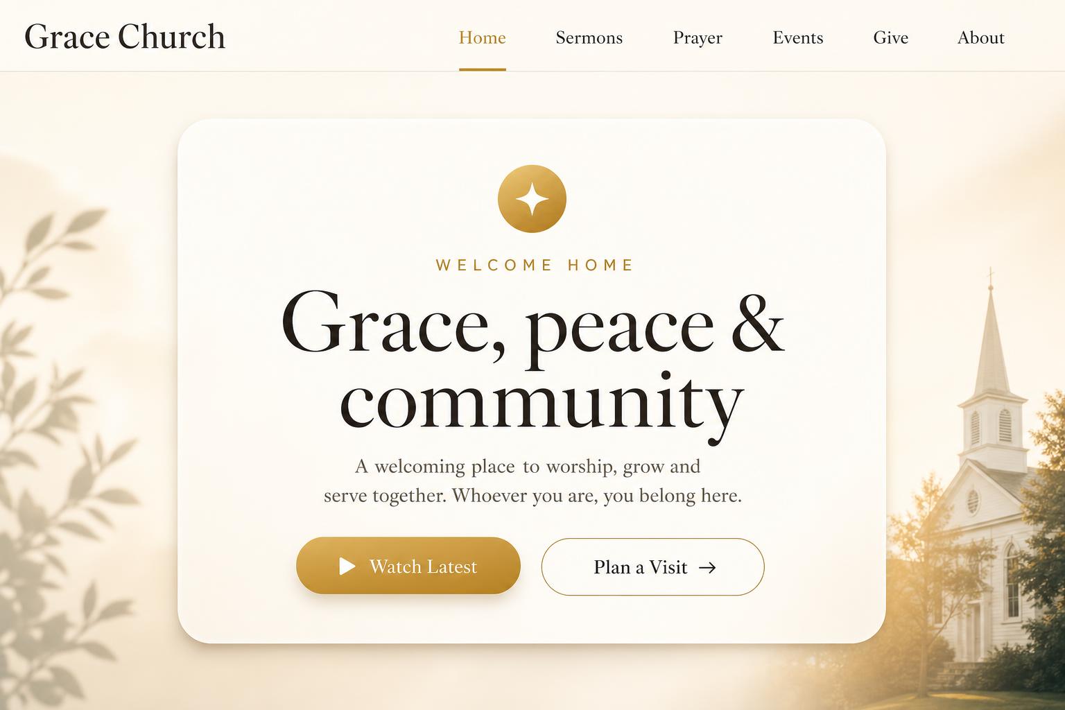 Church Community App — homepage hero preview