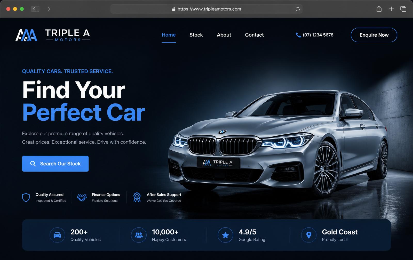 Triple A Motors website preview
